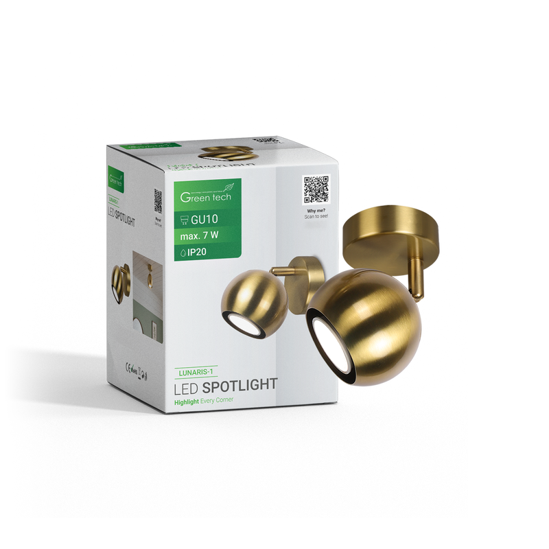 GREEN TECH LED spot svjetiljka Green Tech, GU10 X 1 kom, zlatna boja - LUNARIS-1