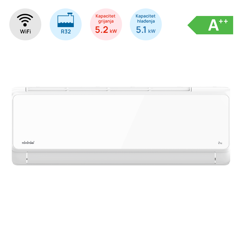 TOYOTOMI Klima TOYOTOMI Ora 18Q25INV 5,1 kW A++, Inverter, -15°C ~ 48°C - OTN/OTG-18Q25INV