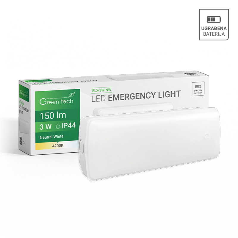 GREEN TECH LED svjetiljka za nužnu rasvjetu Green Tech 3W, 4200K, IP44 - ELX-3W-NW