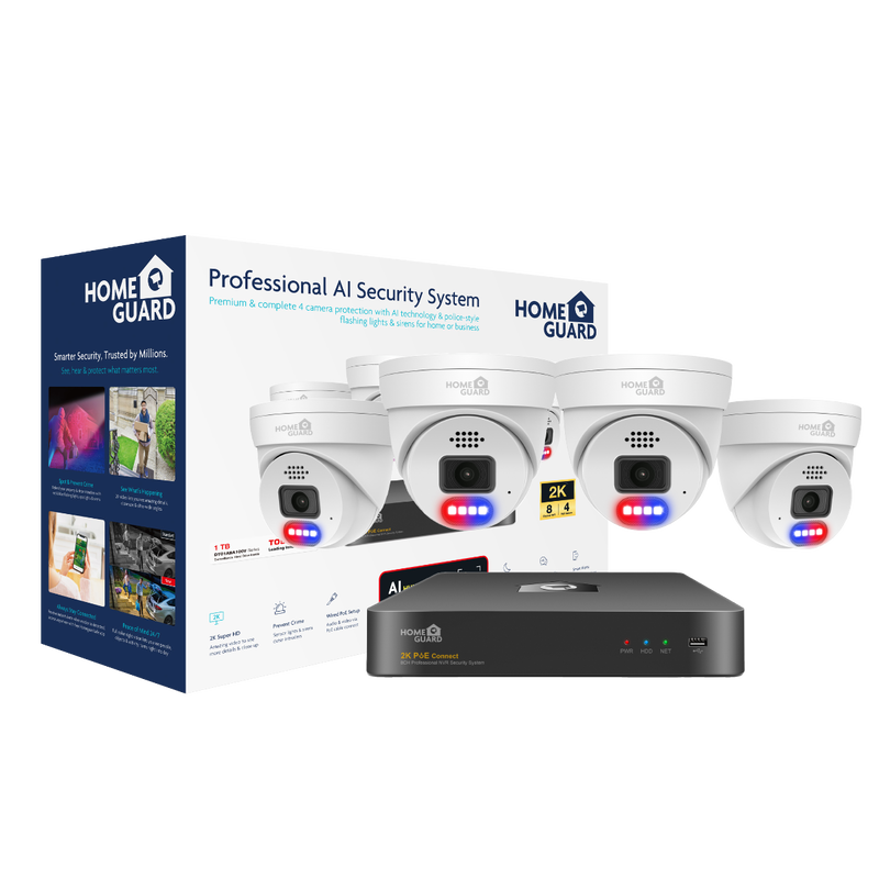 Homeguard Homeguard POE Set 2K NVR 8CH+4 kamere, svjetlosno/zvučni alarm, AI detekcija - HGNVK-84804