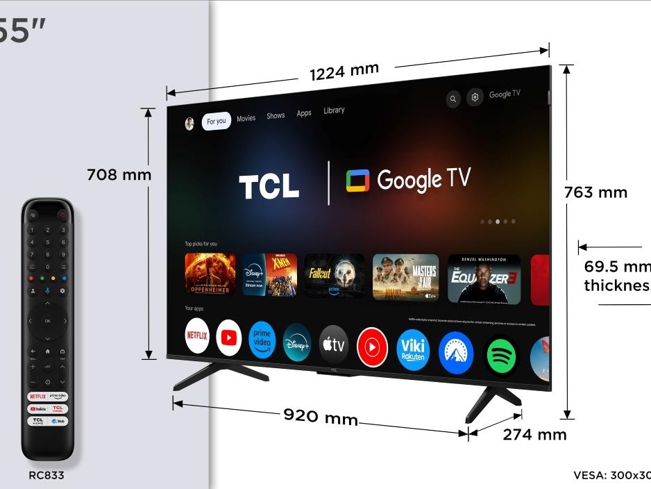 TCL 55"P7K 4K QLED TV 60HzGoogle TV; HDR multi-format;HVA Panel; Game Master; Dolby Atmos; - Image 2