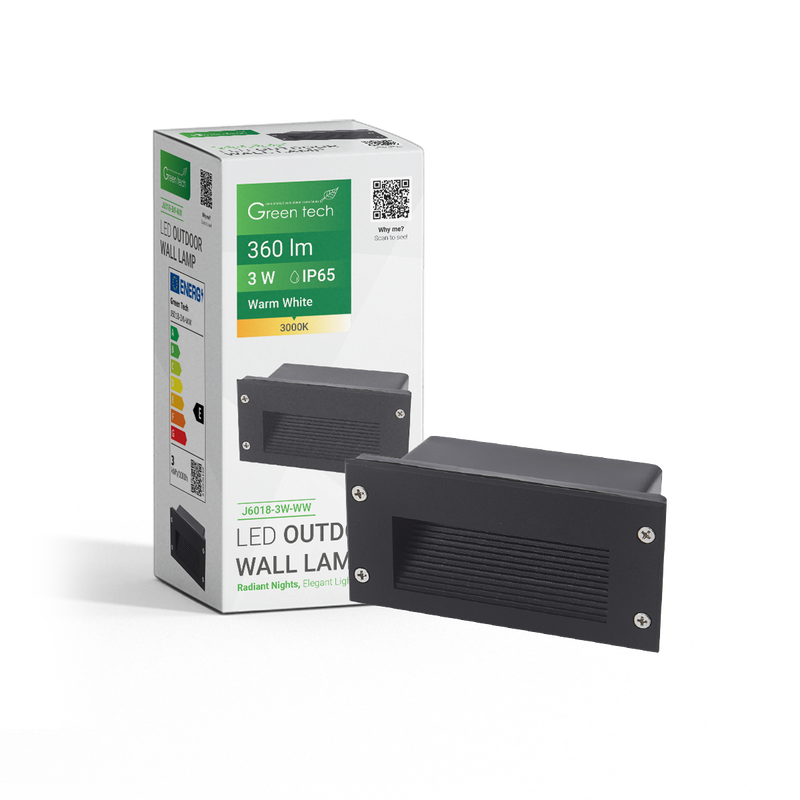 GREEN TECH LED vanjska zidna svjetiljka Green Tech 3W, 3000K, IP65 - J6018-3W-WW