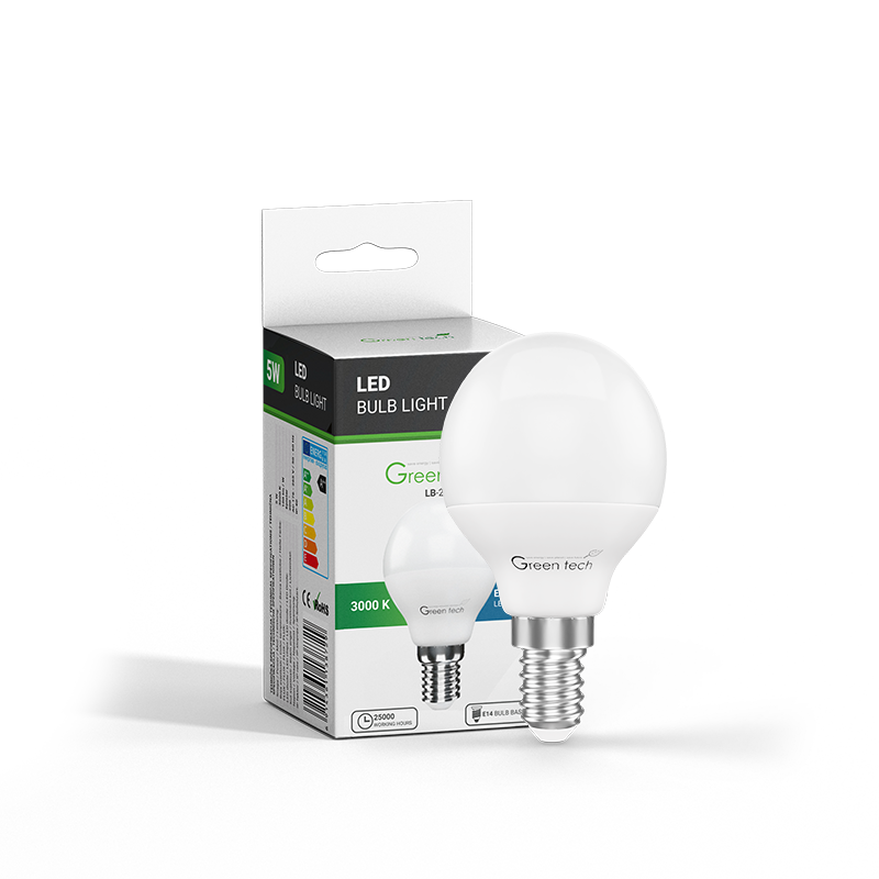 GREEN TECH LED žarulja Green Tech 5W, 3000K, E14, G45, Flux: 500 lm, IP40, Epistar chip - LB-2230