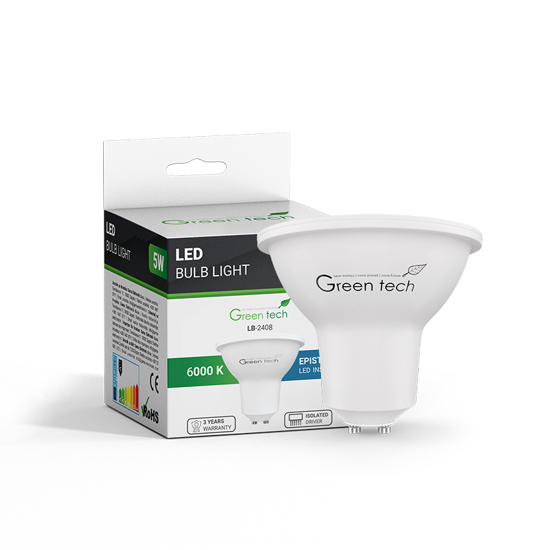 GREEN TECH LED žarulja Green Tech 5W, 6000K, GU10, A3, Flux: 500 lm, IP40, Epistar chip - LB-2408