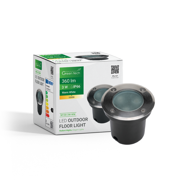 GREEN TECH LED podna ugradna svjetiljka Green Tech 3W, 3000K, IP66 - M100-3W-WW