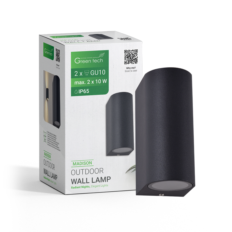 GREEN TECH Vanjska zidna svjetiljka Green Tech GU10 x 2, IP65 - MADISON