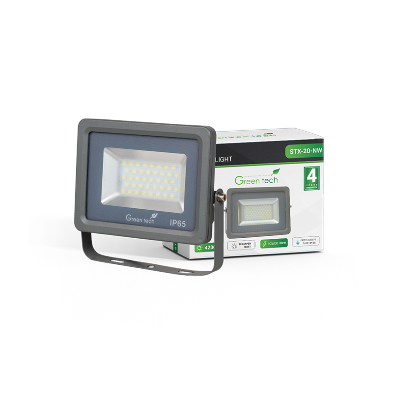 GREEN TECH LED reflektor Green Tech 20W, 4200K, IP65, aluminij - STX-20-NW