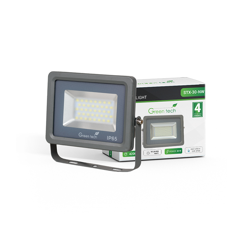 GREEN TECH LED reflektor Green Tech 30W, 4200K, IP65, aluminij - STX-30-NW