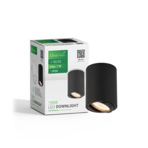 GREEN TECH Nadgradna svjetiljka Green Tech, crna boja, grlo GU10 - T156M-BK
