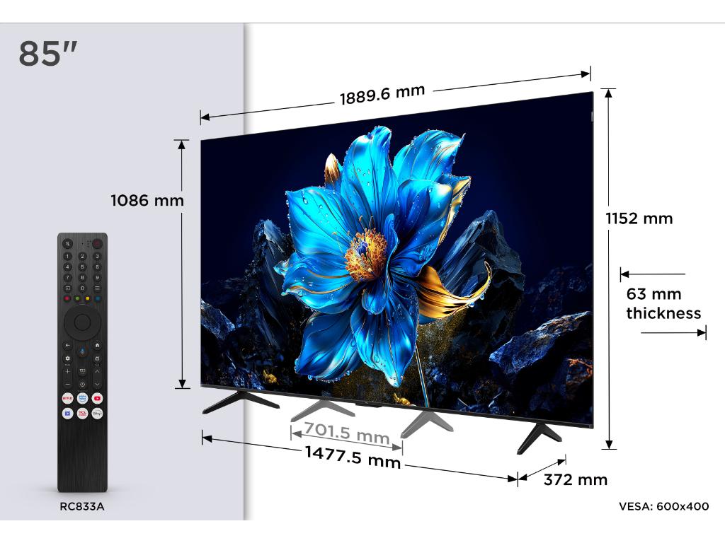 TCL 85"P7K 4K QLED TV 60HzGoogle TV; HDR multi-format;HVA Panel; Game Master; Dolby Atmos; - Image 5