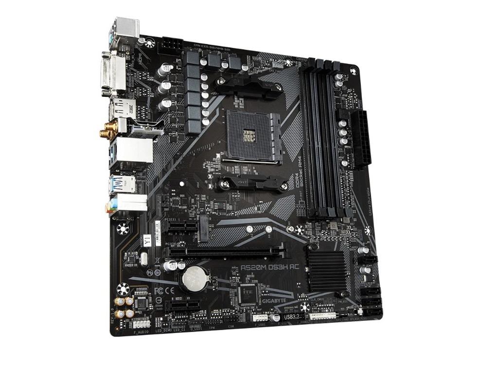 Gigabyte MB A520M DS3H AC AMD A520,AM4, 4x DDR4;1x M.2 4x USB, DVI-D, DP, HDMI, WI-FI