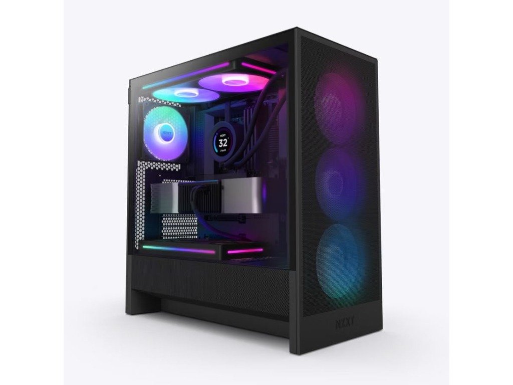 NZXT H5 Flow Black RGB mini-ITX, Micro-ATX, ATX, Mid-tower, 4x F120Q Fans
