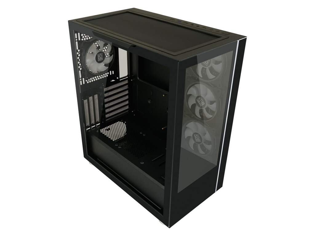 LC-Power Case Gaming 808B Midi-ATX, black, HD Audio, 4x 120mm ARGB fan, 1x USB-C - Image 4