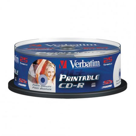 CD-R,VERBATIM, 700 MB,52X,spindle 25 kom PRINTABLE,43439
