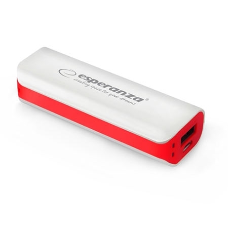 PowerBank ESPERANZA JOULE, 2200mAh, WHITE/RED, EMP103WR