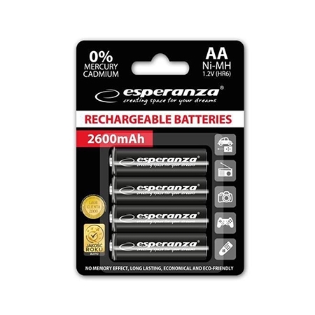 Punjive baterije ESPERANZA RECHARGEABLE Ni-MH AA 2600MAH 4kom. black, EZA106