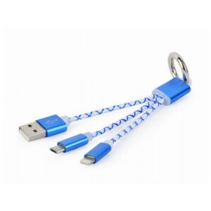 USB 2,0 kabal privjesak za klučeve iPhone + micro USB, GEMBIRD, 1m, CC-USB2-AM8PmB-01-MX