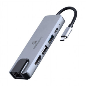 Docking station USB adapter Type-C 5-in-1 multi-port adapter Hub + HDMI + PD + LAN GEMBIRD A-CM-COMBO5-04