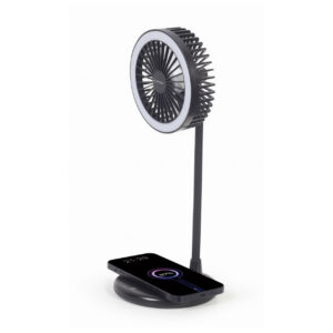 Desktop ventilator sa LED svjetlom + wireless charger GEMBIRD TA-WPC10-LEDFAN-01
