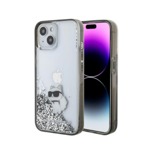 ORIGINAL KARL LAGERFELD CASE LIQUID GLITTER CHOUPETTE KLHCP15SLKCNSK ZA IPHONE 15 TRANSPARENT