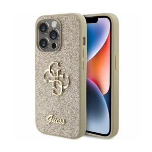 ORIGINALNA TORBICA GUESS HARDCASE GLITTER SCRIPT BIG 4G GUHCP15XHG4SGD ZA IPHONE 15 PRO MAX ZLATNA