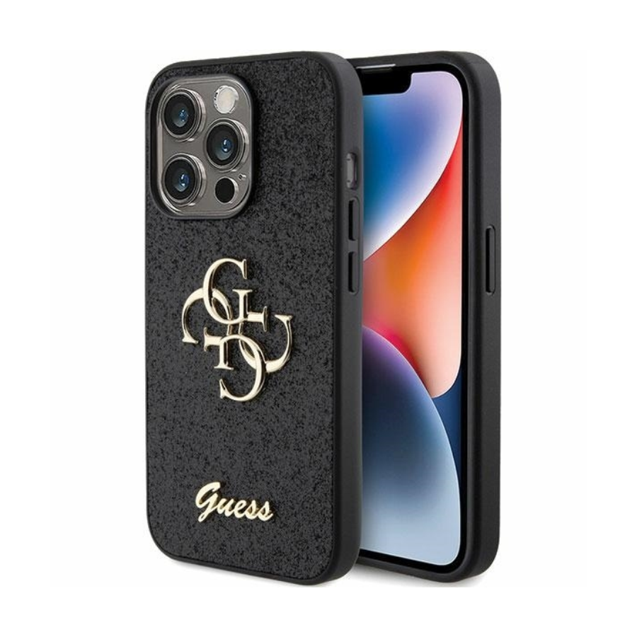 ORIGINALNA TORBICA GUESS HARDCASE GLITTER SCRIPT BIG 4G GUHCP15LHG4SGK ZA IPHONE 15 PRO CRNA