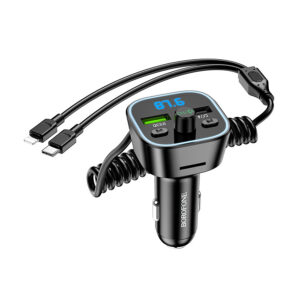 FM transmiter Bluetooth sa USB punjaćem i kablom Type-C + iPhone/lightning BOROFONE BC45 Prestige QC3.0 2-in-1 carwith black