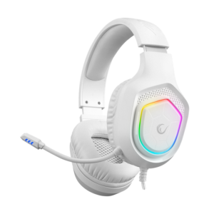 Slušalice sa mikrofonom gaming RAMPAGE RM-K90 VECTOR white, RGB LED 3,5 mm, 36299