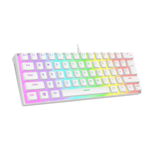 Tastatura gaming RAMPAGE RADIANT K11 white, blue switch, Type-C, RGB, US Layout, pudding keycaps, 38970