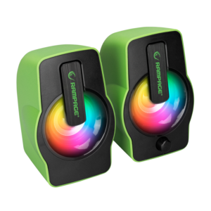 Zvučnici 2.0 gaming RAMPAGE RMS-G7 FALSETTO 2.0 6W RGB LED, green, 3,5mm + USB napajanje, 30259