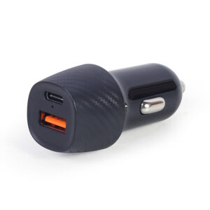 USB punjač za auto GEMBIRD, fast charger 2-port USB-A + Type-C PD, 18 W, black, TA-U2QC3-CAR-02