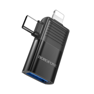 USB adapter BOROFONE BV18 iPhone/lightning male to Type-C male to USB female USB2.0 2-in-1 black