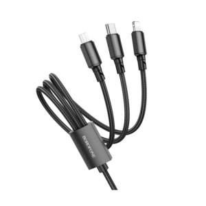 USB kabal BOROFONE BX72 za punjenje 3-in-1 charging cable, 1m, 2A, Type-C, iPhone/lightning, micro, black