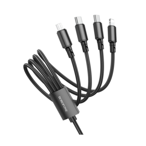 USB kabal BOROFONE BX72 za punjenje 4-in-1 charging cable, 1m, 2A, 2x Type-C, lightning, micro, black