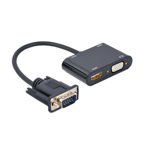 Video adapter VGA to HDMI + VGA adapter 0.15 m, black, GEMBIRD A-VGA-HDMI-02