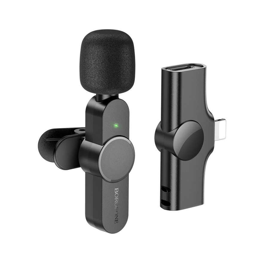 Mikrofon wireless iPhone/lightning BOROFONE BFK12 Trophy lavalier digital black