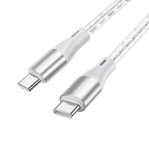 USB kabal BOROFONE BX96 Ice crystal 60W, 3A silicone charging data cable 1m, Type-C to Type-C gray