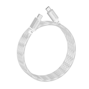 USB kabal BOROFONE BX95 Vivid 60W silicone charging data cable 1m, Type-C to Type-C silver