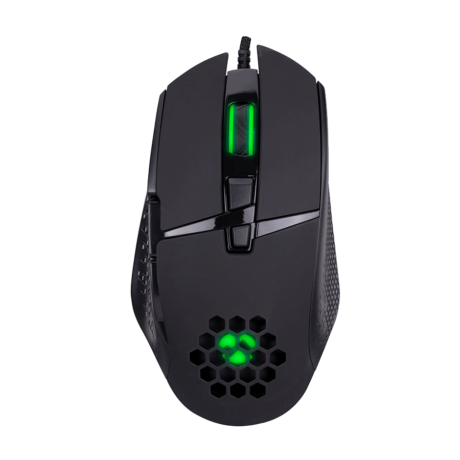 Miš gaming Everest RAGE-X1 Usb Black Led Illuminated 6400dpi 8 Buttons Programable Gaming Mouse with top holes design, Sunplus 192