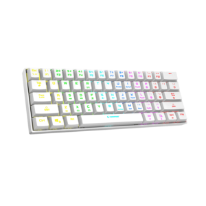 Tastatura gaming RAMPAGE KB-RX63 B-ATOM White Bluetooth RGB Backlight RED SWITCH US Layout 63 Mini, 39912