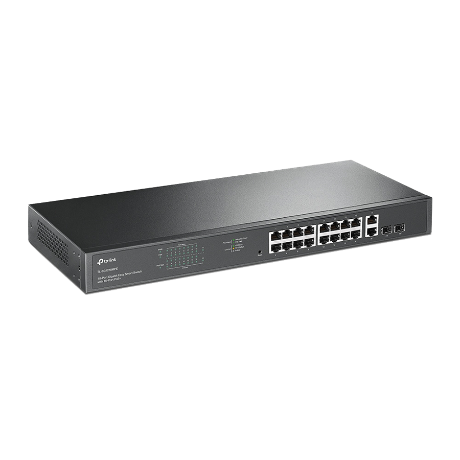 SWITCH TP-Link TL-SG1218MPE 16-Port Gigabit PoE+ Easy Smart Switch,16 Gigabit PoE+ RJ45 Ports,2 x SFP, 2× combo gigabit SFP slots,802.3at/af,250W PoE