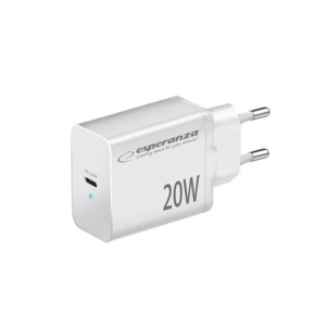 USB punjač Type-C fast charger, ESPERANZA QUICK POWER CHARGER 20W USB-C PD, WHITE, EZC104W