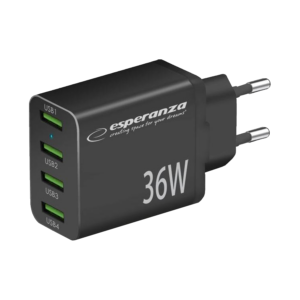 USB punjač 4xUSB-A, ESPERANZA  QUICK POWER CHARGER 36W 4x USB-A QC 3.0 18W, EZC107K