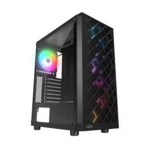 Kućište gaming RAMPAGE AZZA V1 Tempered Glass Black 3*12CM Black 1* 12CM ARGB Fan ATX Mid-T Gaming Player Case