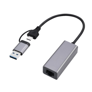 USB-A + Type-C to Ethernet LAN 2.5Gb GEMBIRD USB 3.1 + type-C Gigabit network adapter, space grey, A-USB3AC-LAN2G-01