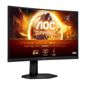 MONITOR AOC 27" CQ27G4X Zakrivljeni 180Hz QHD Gaming 2560x1440 ,0.5ms. HDMI, DP, Full Ergo, Black.3godGAR