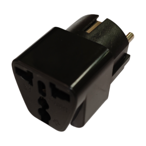 Univerzalni AC strujni adapter UK/EU, 3 flat plug to 2 pin plug adapter, crni