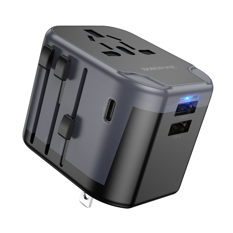 Univerzalni strujni adapter i USB punjač BOROFONE BAC12 Leader 3-port(1C2A), European EU/British UK/US US/Australian AUS