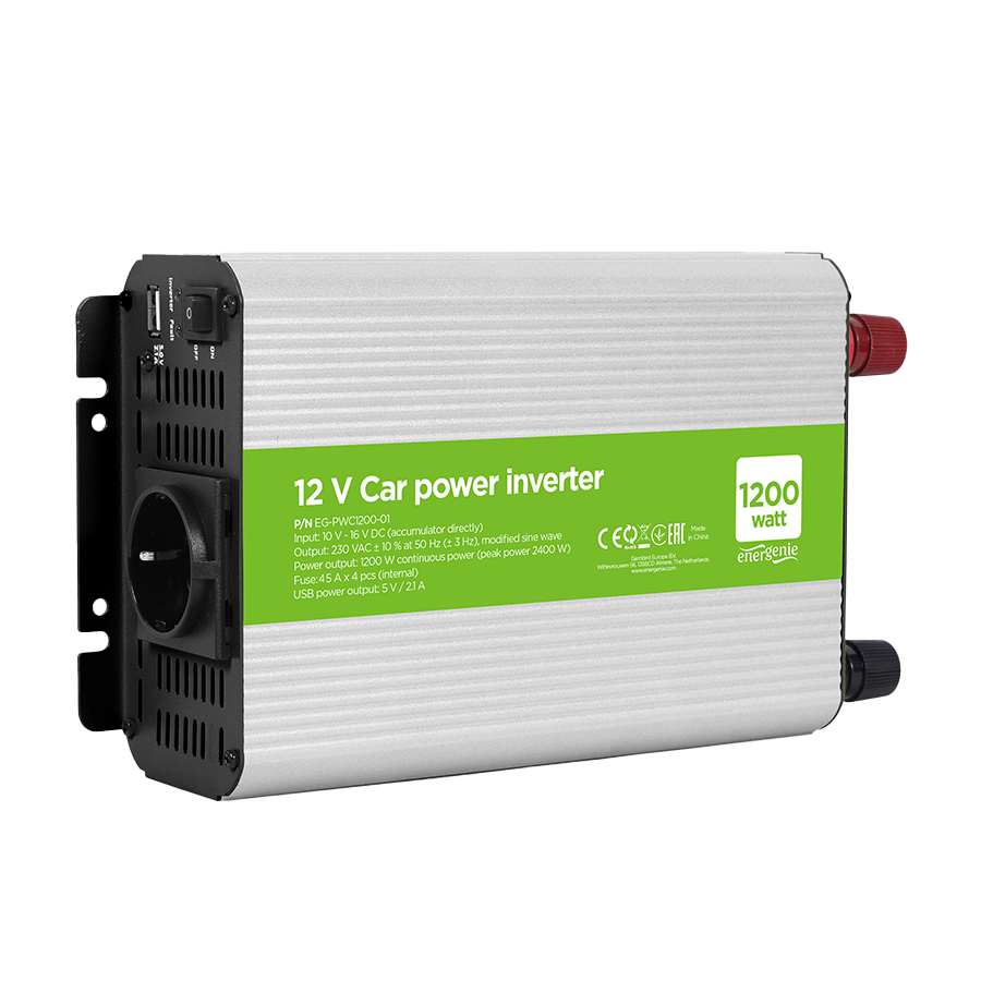 DC-AC inverter za auto GEMBIRD, in12Vout220V 1200W EG-PWC1200-01