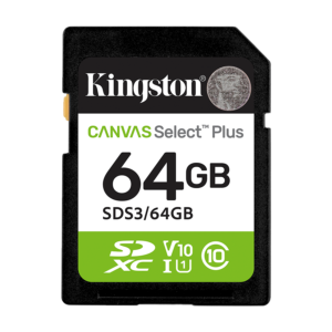 SD card Kingston 64 GB SDS3/64GB Class10 Canvas Select Plus SD adapter;100MBs Read,Class 10 UHS-I
